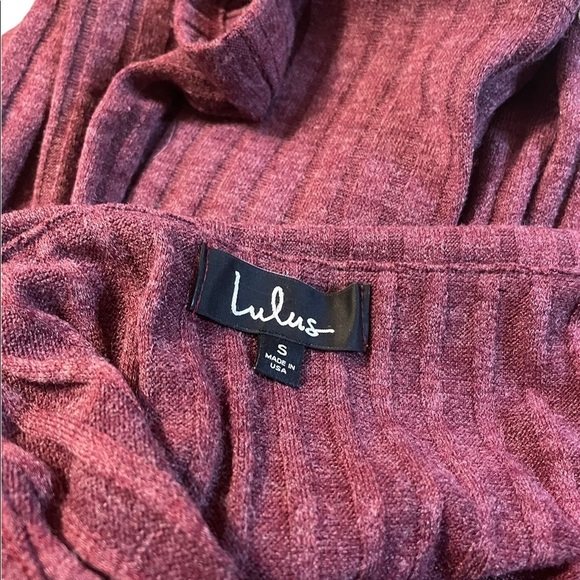 Lulu’s Off Shoulder Burgundy Ribbed Knit Wide Leg Jumpsuit - Picture 8 of 8